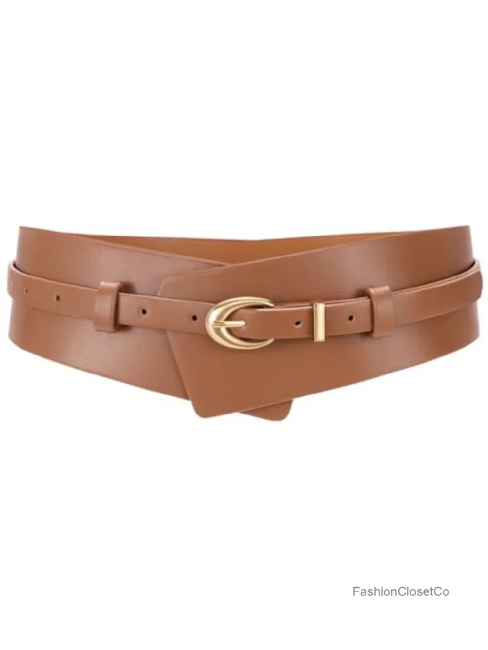 Women's 2-in-1 Wide PU Leather Belt with Detachable Skinny Belt